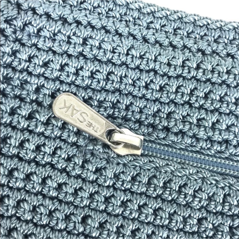 The Sak Crochet Shoulder Purse Handbag Zip Blue - Picture 3 of 8